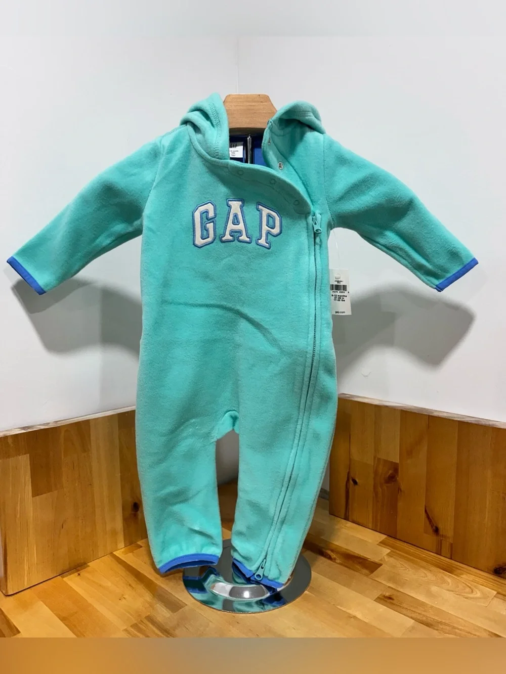 Baby GAP Teal Fleece Hooded One-Piece